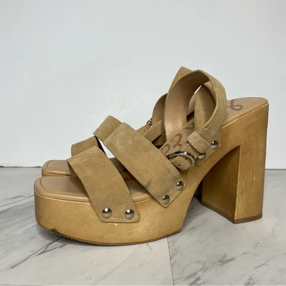 Sam Edelman Rosalind Tan Platform Heeled Sandal 9.5